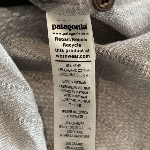 Patagonia Back Step Mens Small Salt Gray Hemp Cotton Outdoor Button Up Casual - Picture 5 of 6